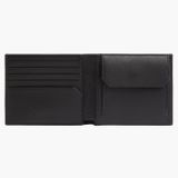 Pánska kožená peňaženka Calvin Klein - Minimalism Leather Billfold Wallet 5CC + Coin /Čierna