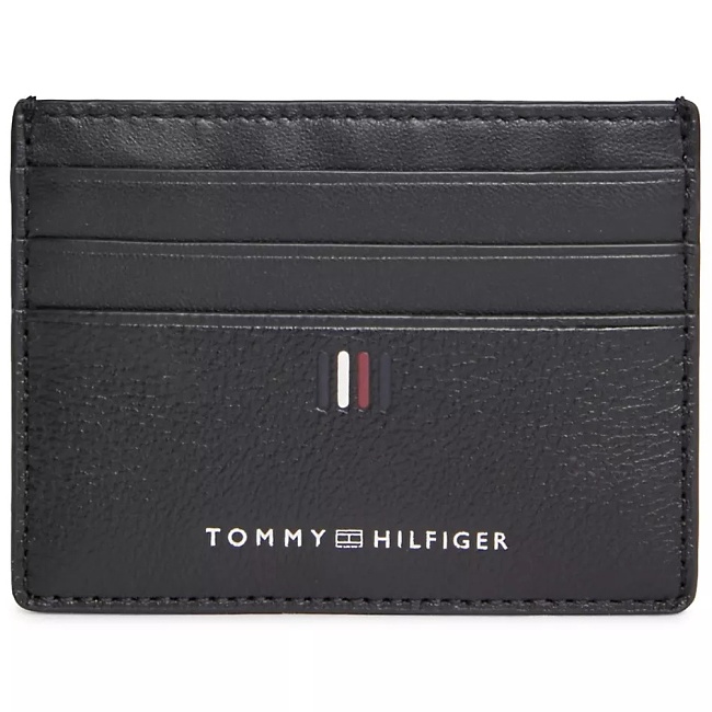 Kožené púzdro na kreditné karty a doklady Tommy Hilfiger - TH Central CC Holder /Čierne